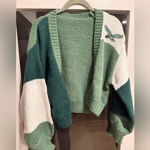 Cropped cardigan sweater with Eagles logo